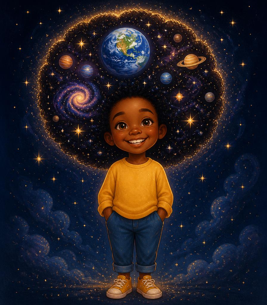 Child wearing the earth crown