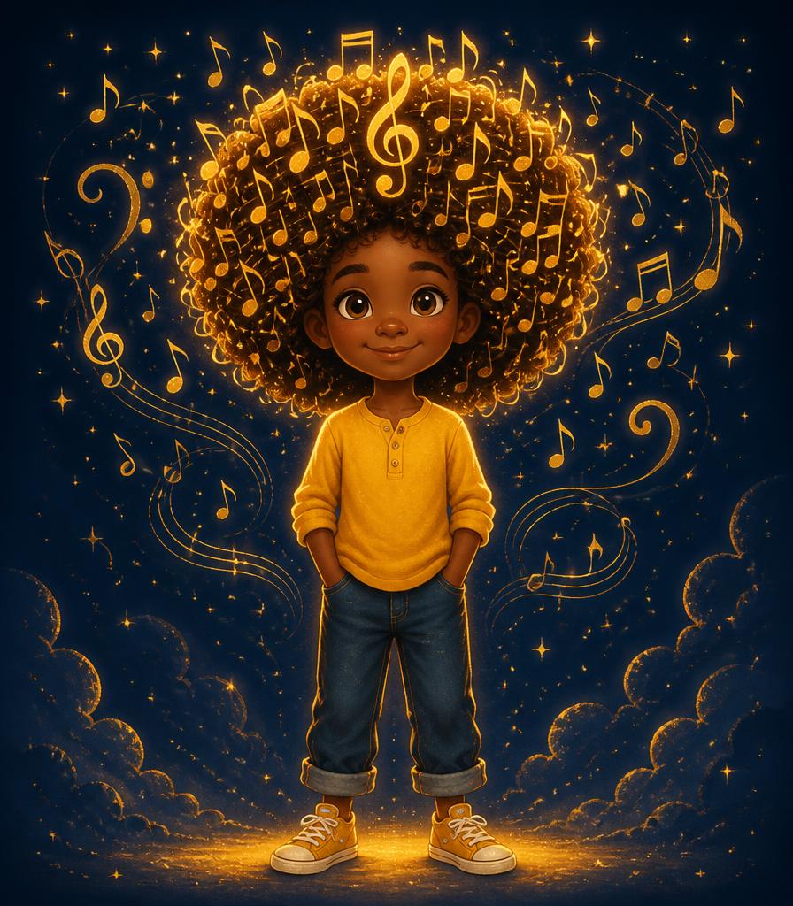Child wearing the music crown